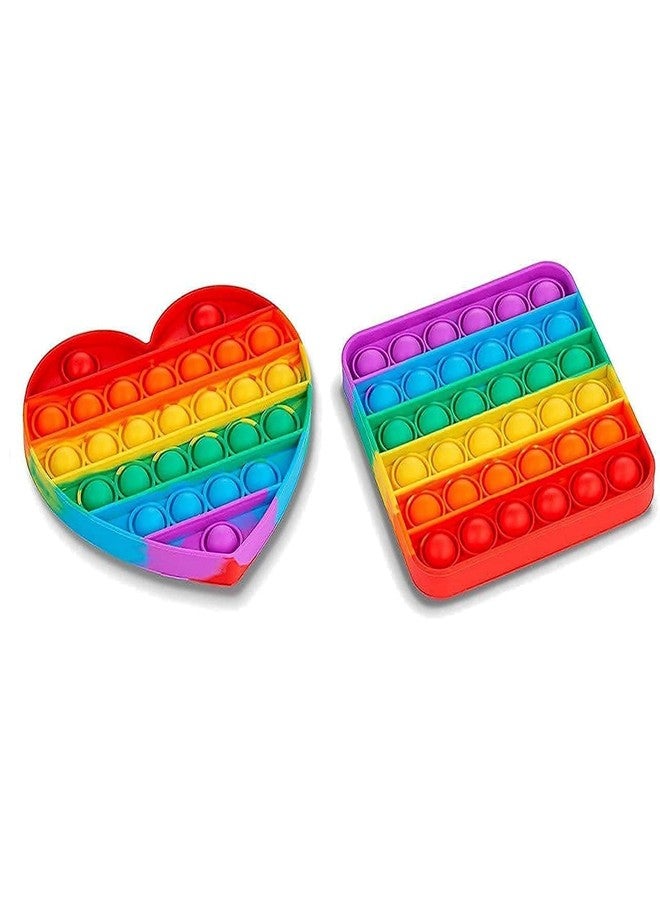 ZILLOQUIL Combo Pop Bubble, Fidget Popping Sounds Toy, Silicone Material, Relief Items Push Bubbles Toy for Autism Stress Reliever, Sensory Toy (Heart+Square Popit) - Image 1